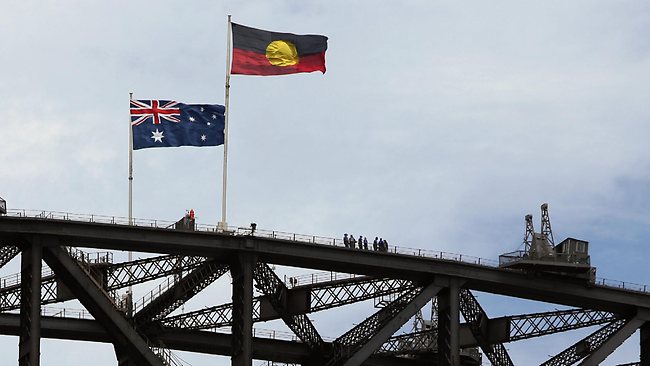 Aboriginal flag on bridge