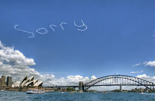 Australia Day 2008. The ‘Sorry’ writing was commissioned by a private person. Photo: Michael Davies, Flickr
